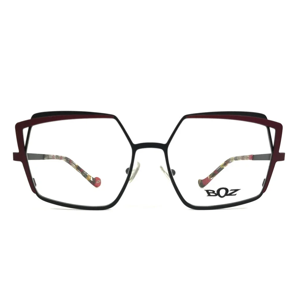 BOZ Eyeglasses Frames OCTO 0082 Matte Black Red Butterfly Full Rim 53-16-140
